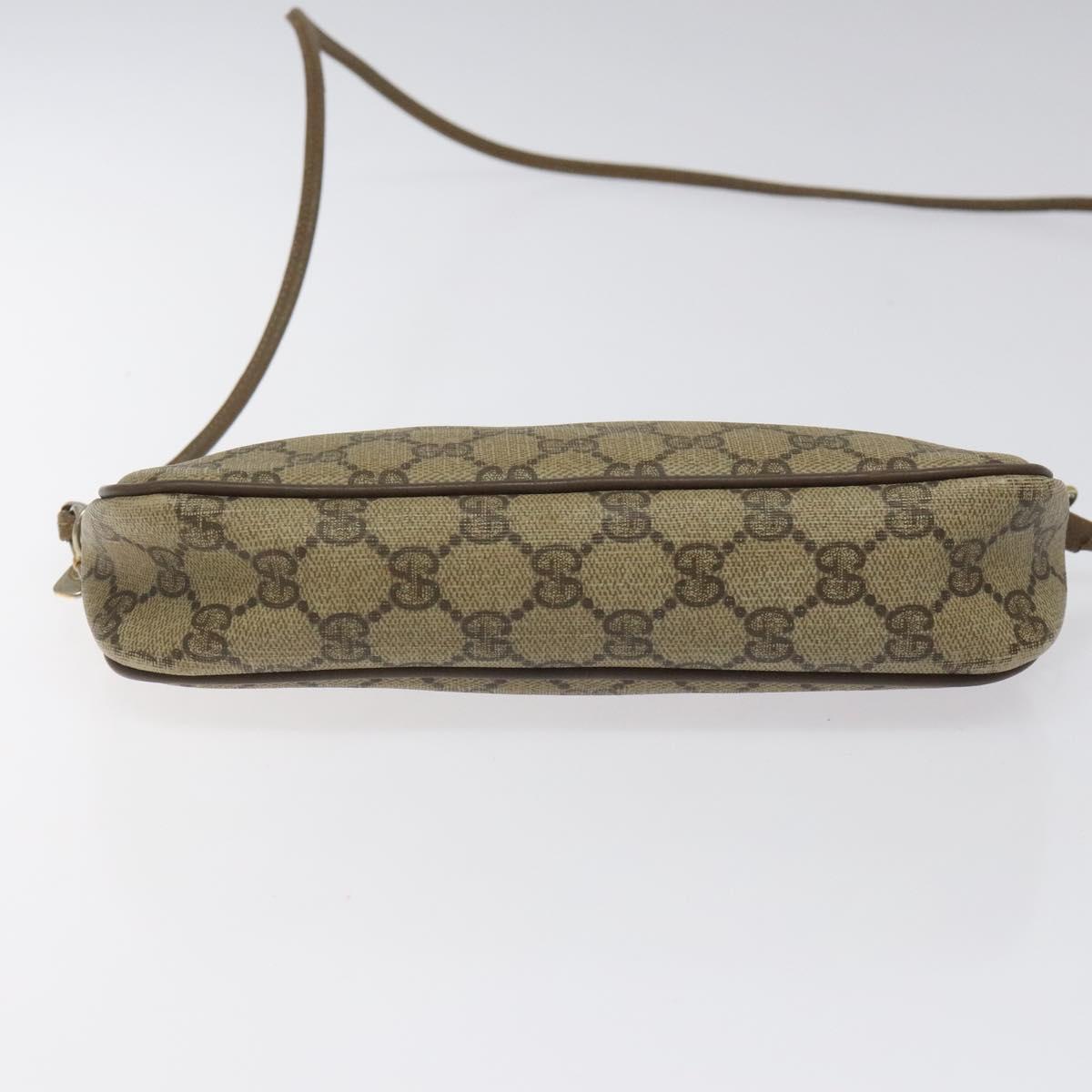 GUCCI GG Supreme Shoulder Bag PVC Leather Beige Auth 106763