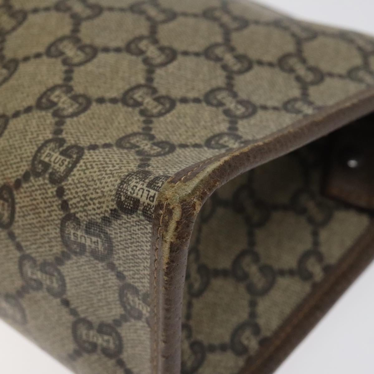GUCCI GG Plus Supreme Clutch Bag PVC Beige Auth 106767