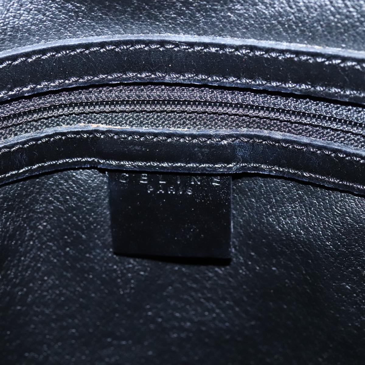 CELINE Macadam Canvas Tote Bag PVC Leather Black Gold Auth 106873V