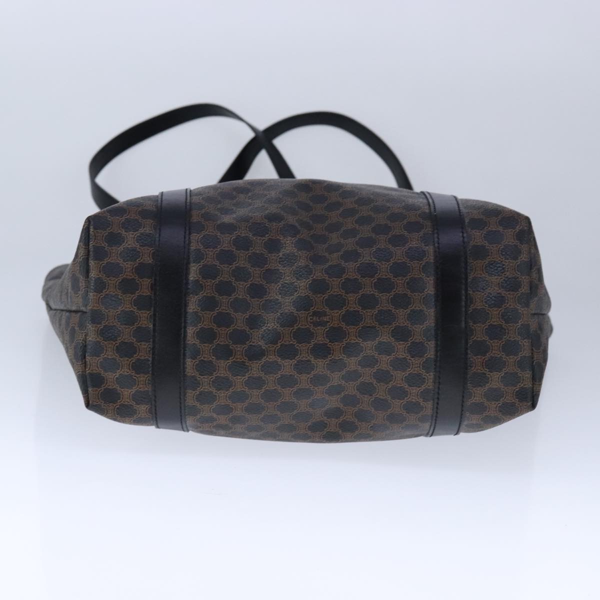 CELINE Macadam Canvas Tote Bag PVC Leather Black Gold Auth 106873V