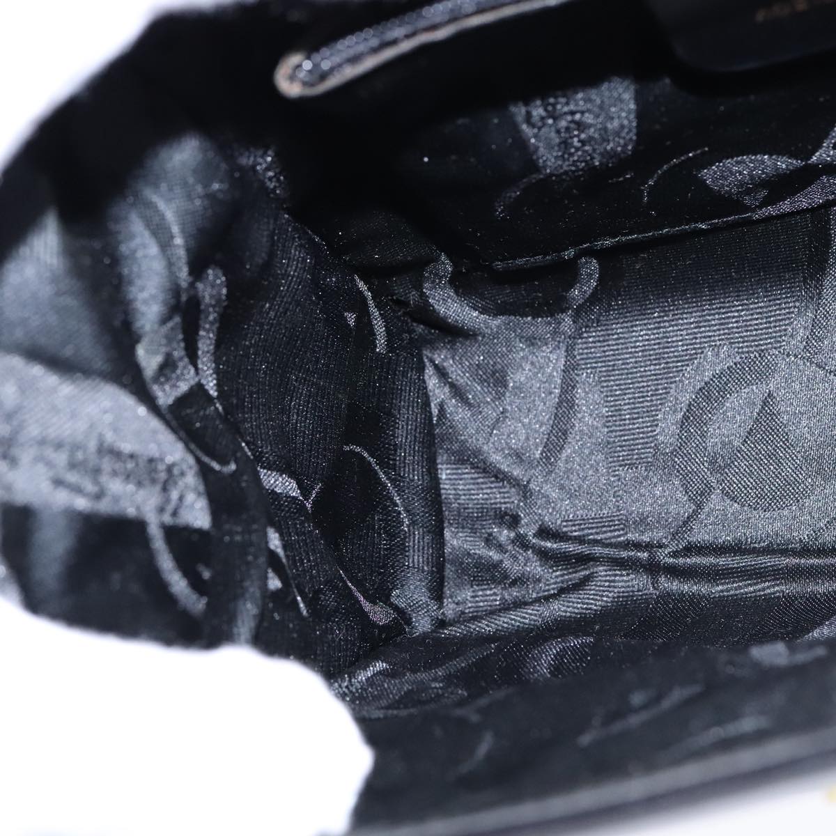 Salvatore Ferragamo Gancini Shoulder Bag Leather Black Gold Auth 106875