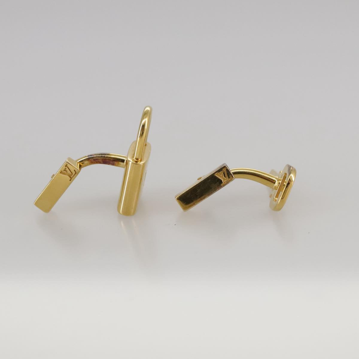 LOUIS VUITTON Bouton De Manchette Cuffs Ag925 Gold LV Auth 107014