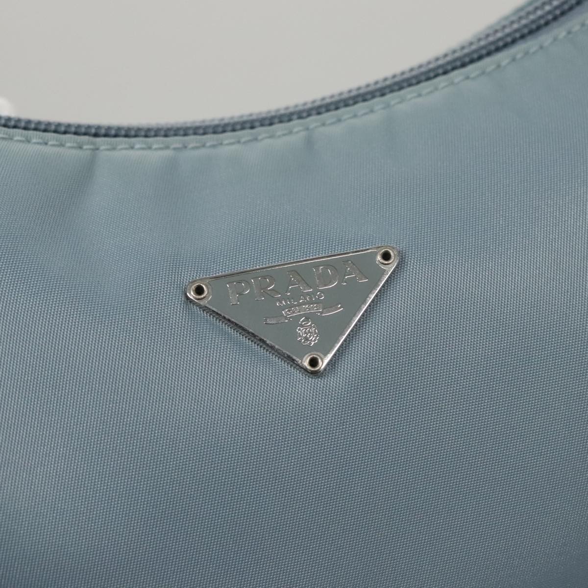 PRADA Accessory Pouch Nylon Light Blue Auth 107212