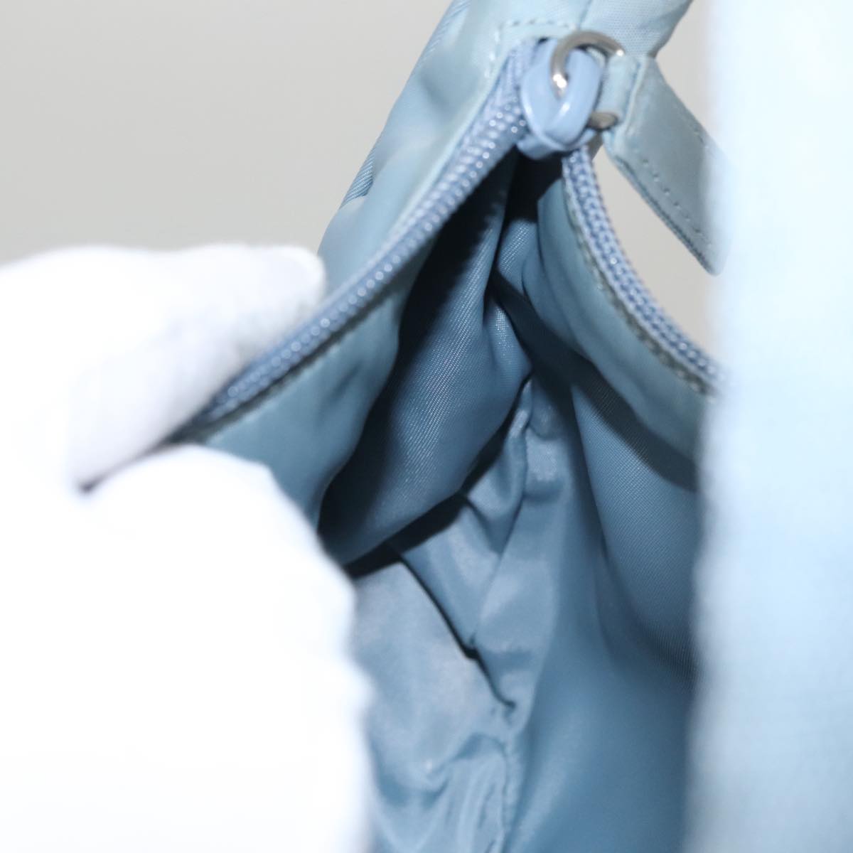 PRADA Accessory Pouch Nylon Light Blue Auth 107212