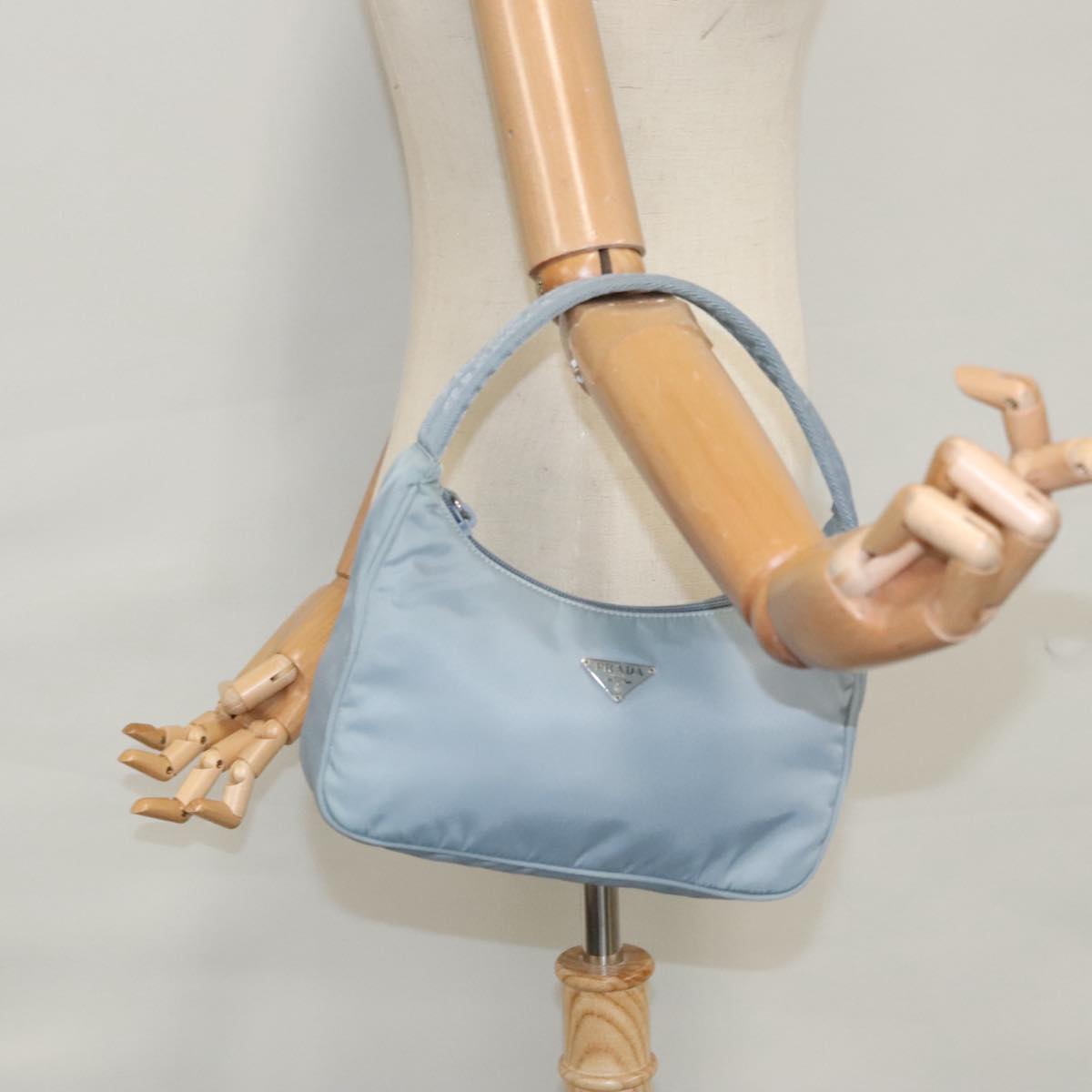 PRADA Accessory Pouch Nylon Light Blue Auth 107212