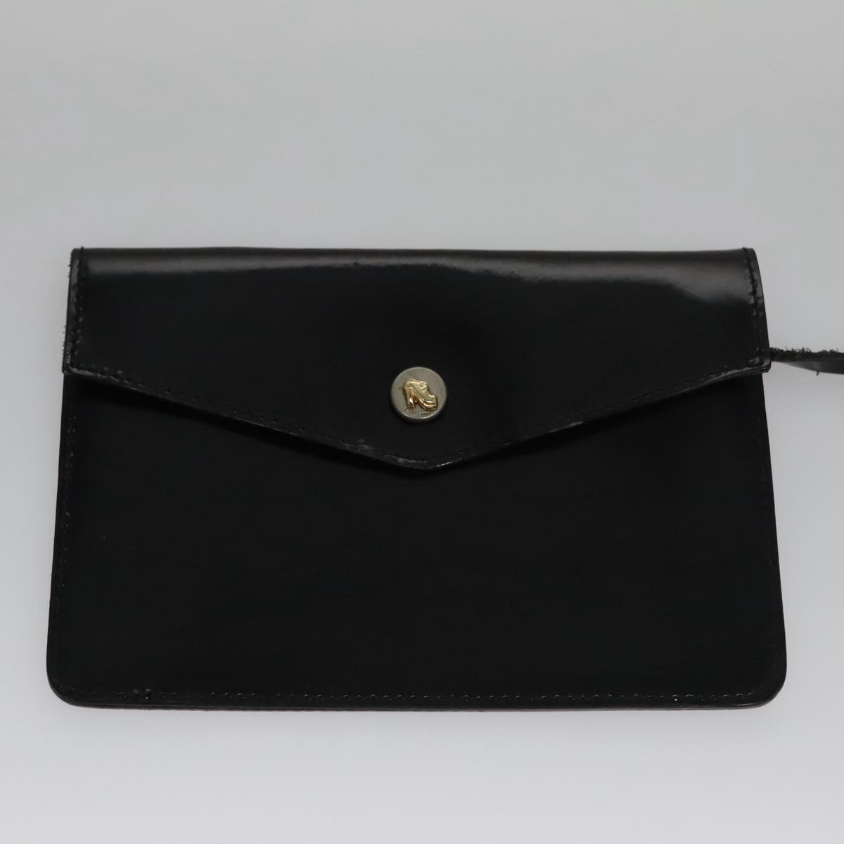 Salvatore Ferragamo Hand Bag Enamel Black Auth 107226
