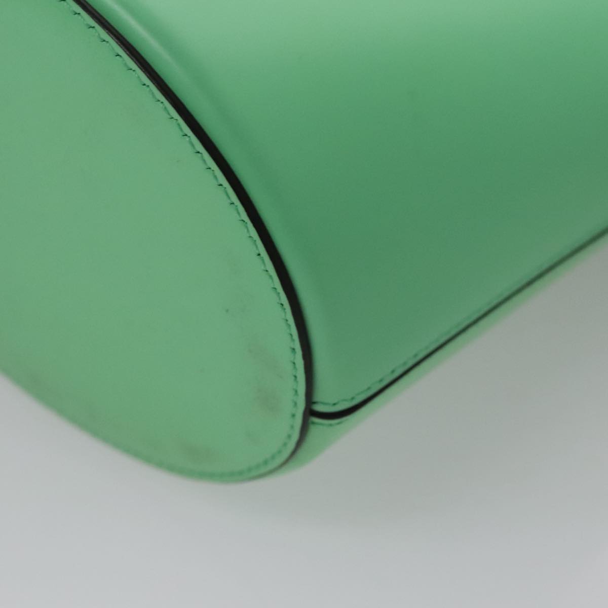 Salvatore Ferragamo Gancini Shoulder Bag Leather Green Silver Auth 107228AV