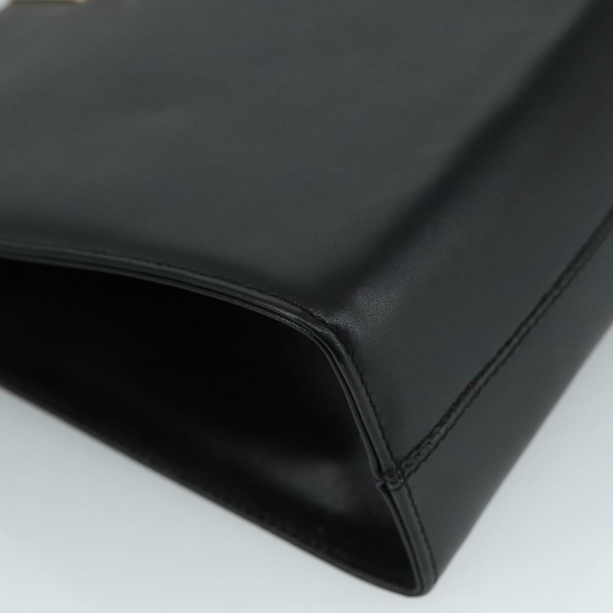 Salvatore Ferragamo Gancini Shoulder Bag Leather Black Gold Auth 107232