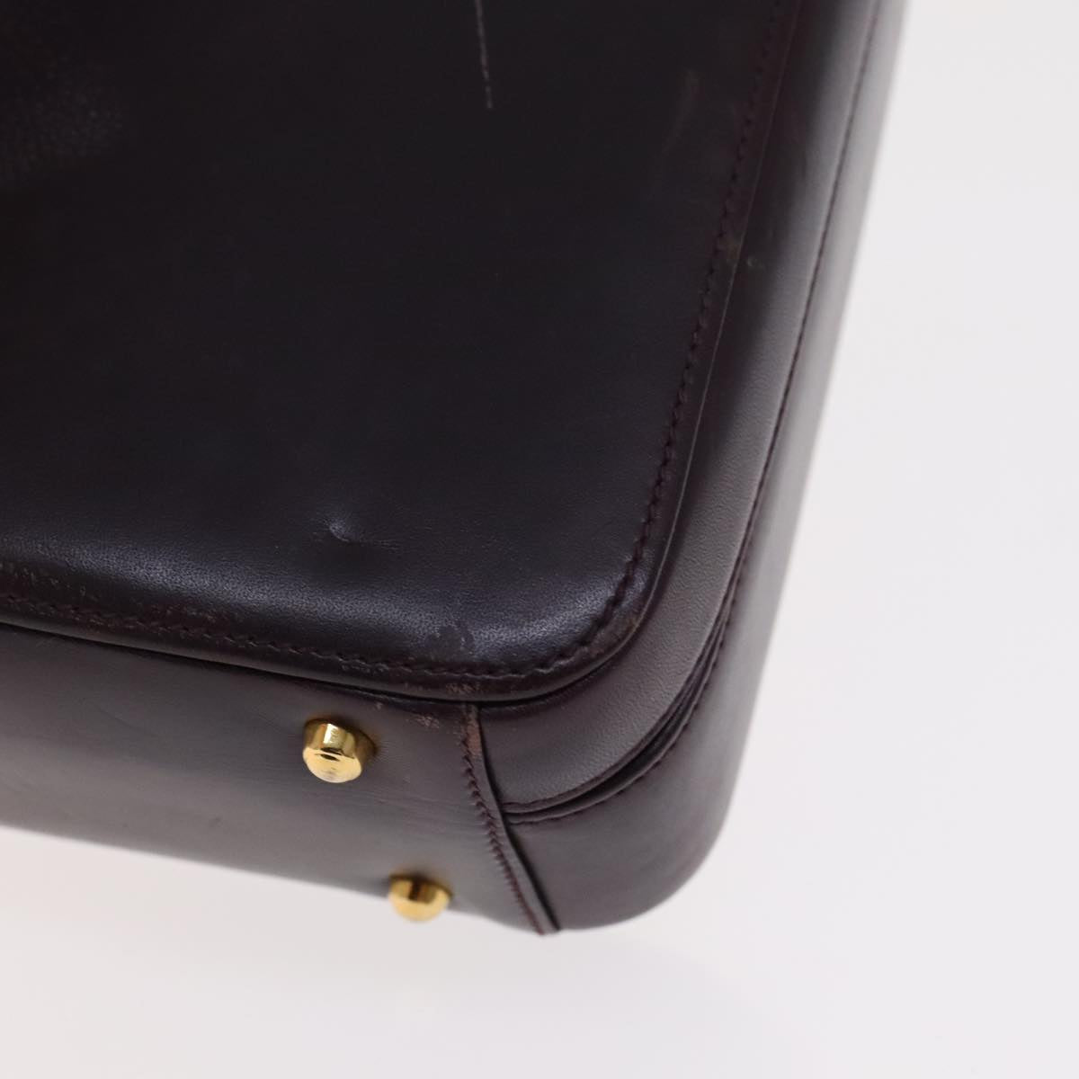 GUCCI Hand Bag Leather 2way Purple Gold Auth 107260