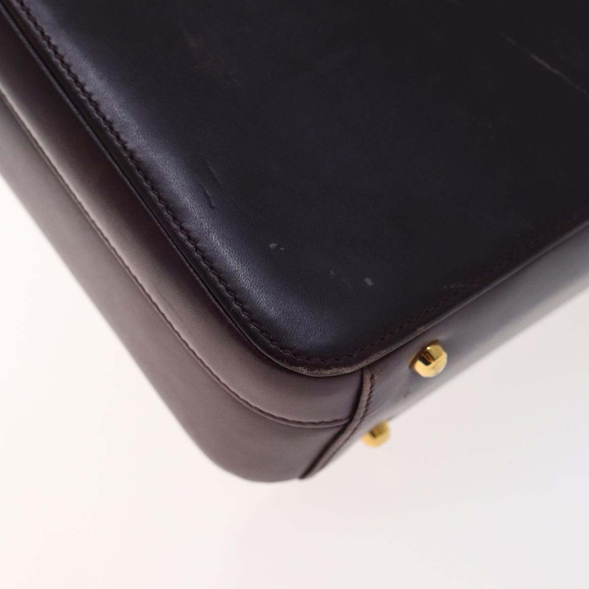 GUCCI Hand Bag Leather 2way Purple Gold Auth 107260