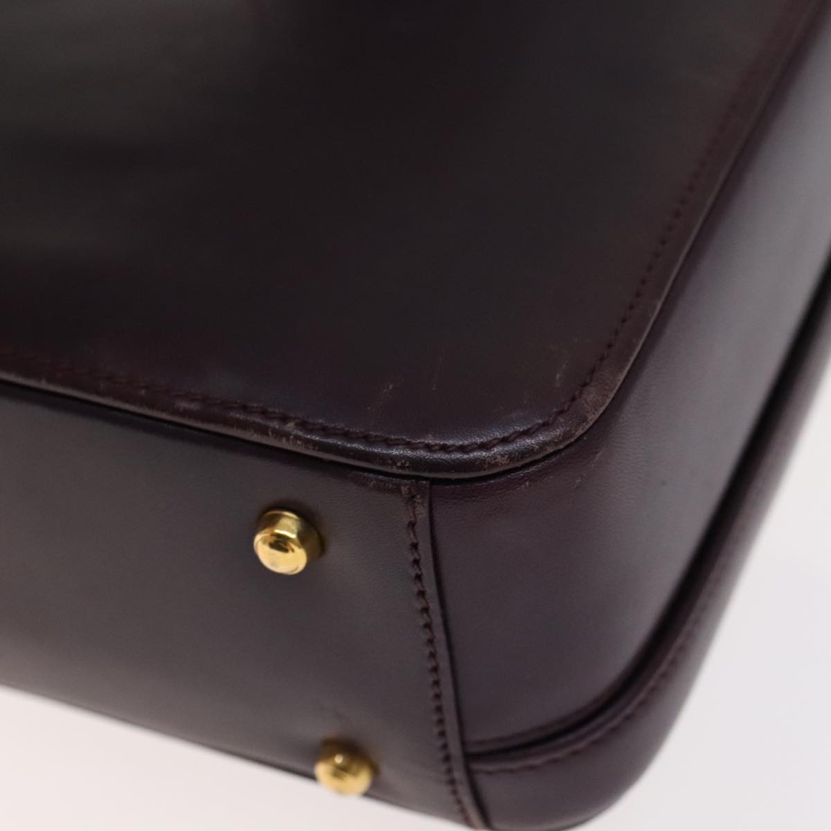GUCCI Hand Bag Leather 2way Purple Gold Auth 107260