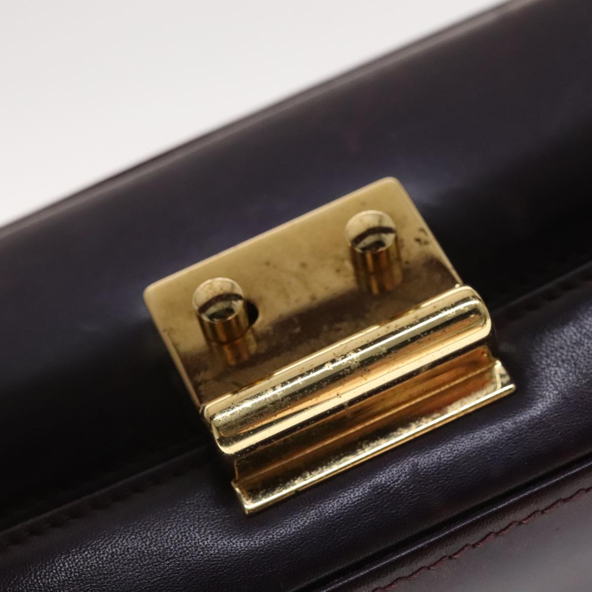 GUCCI Hand Bag Leather 2way Purple Gold Auth 107260