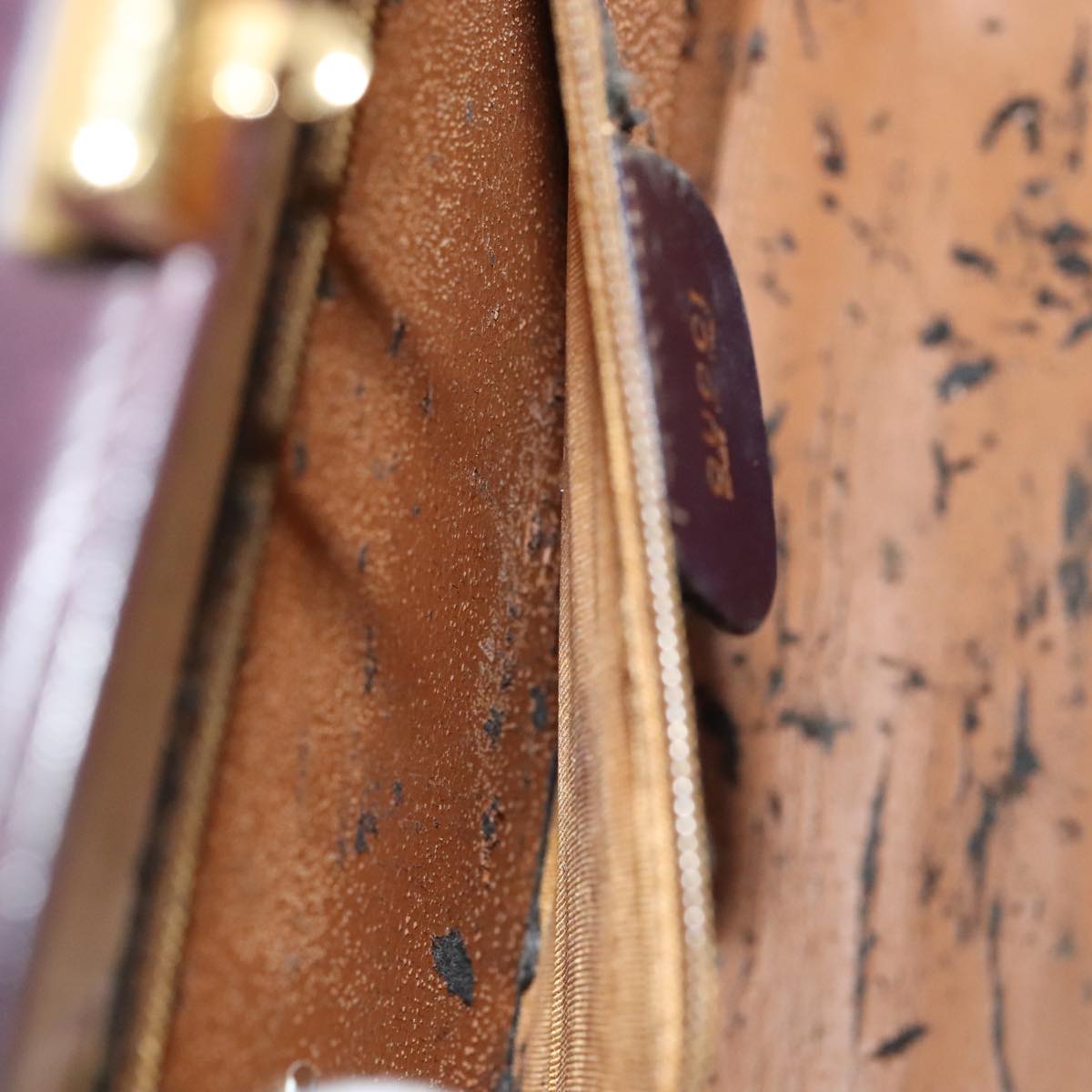 GUCCI Hand Bag Leather 2way Purple Gold Auth 107260