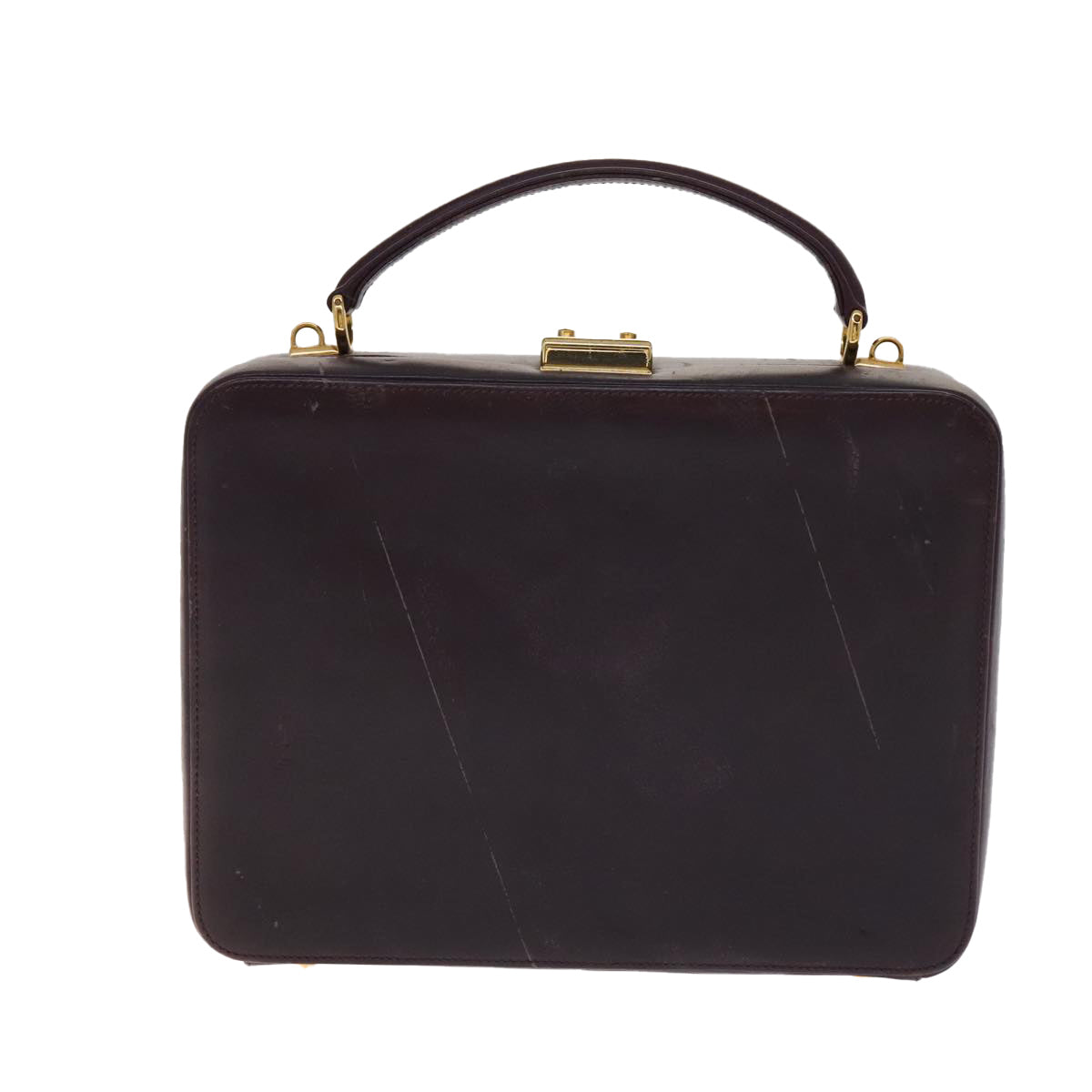 GUCCI Hand Bag Leather 2way Purple Gold Auth 107260
