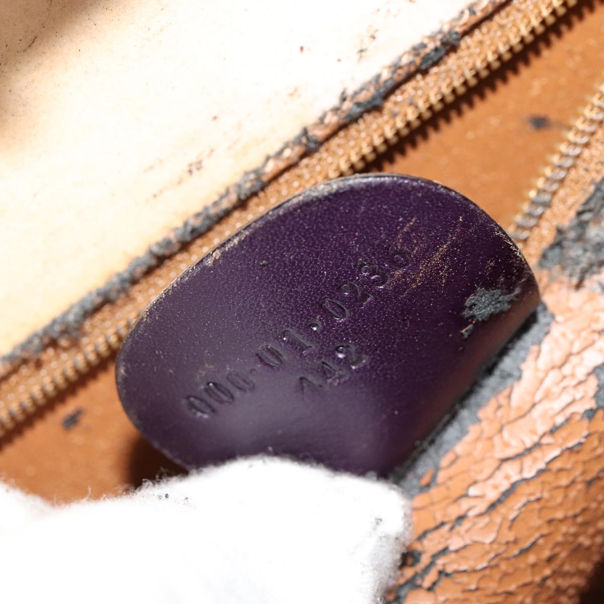 GUCCI Hand Bag Leather 2way Purple Gold Auth 107260