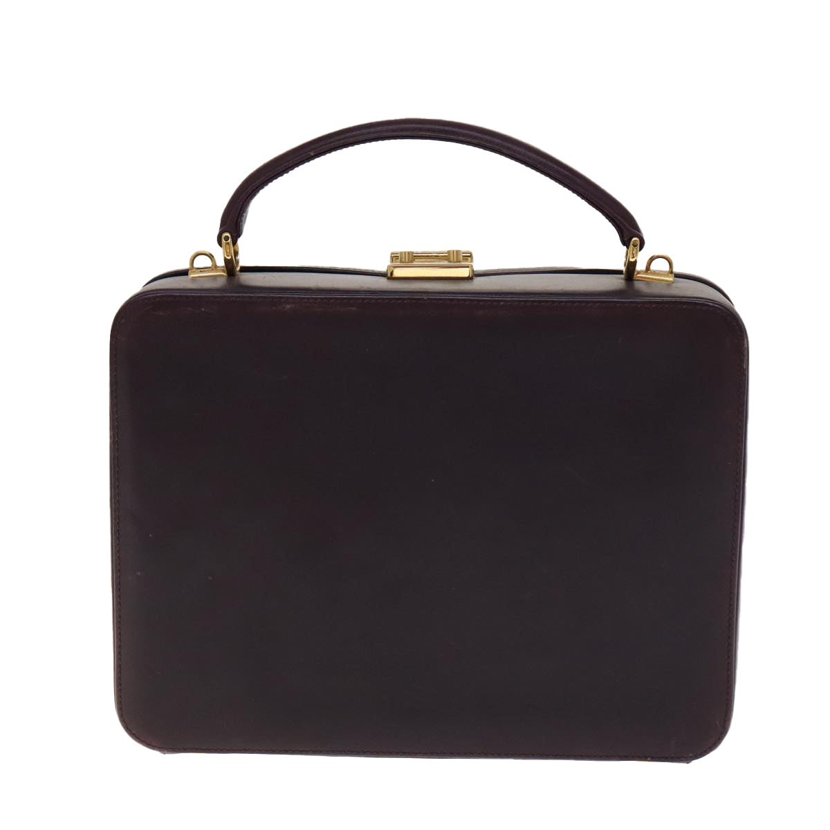 GUCCI Hand Bag Leather 2way Purple Gold Auth 107260