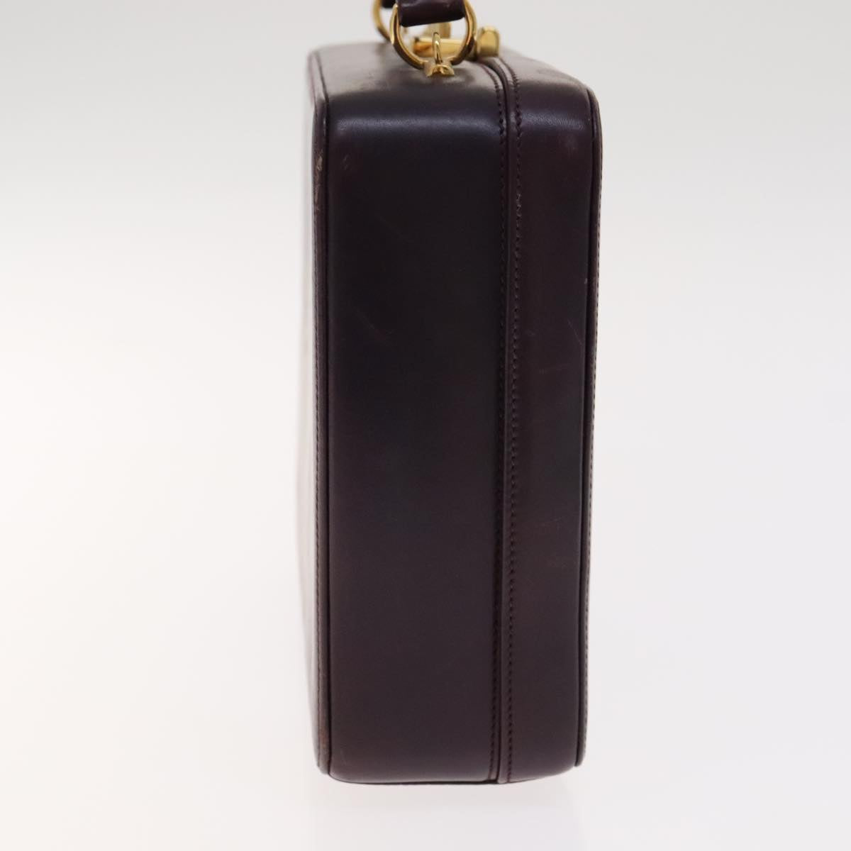 GUCCI Hand Bag Leather 2way Purple Gold Auth 107260