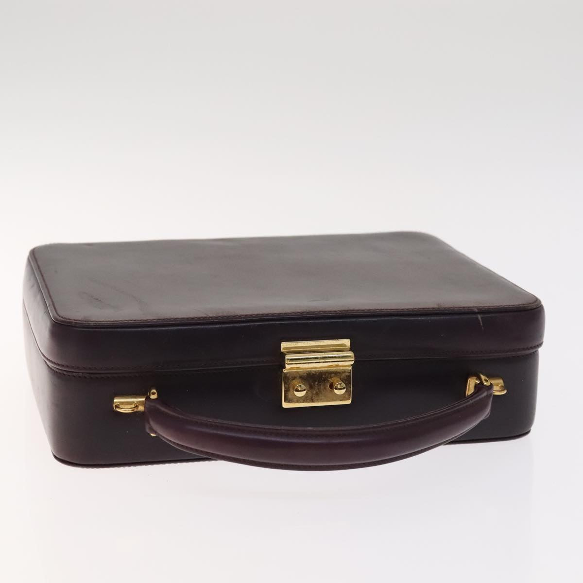 GUCCI Hand Bag Leather 2way Purple Gold Auth 107260