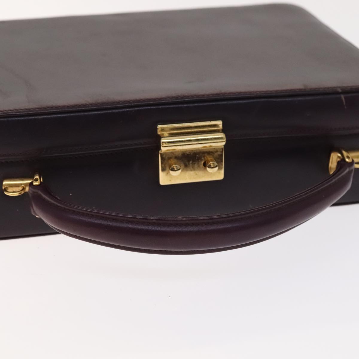 GUCCI Hand Bag Leather 2way Purple Gold Auth 107260