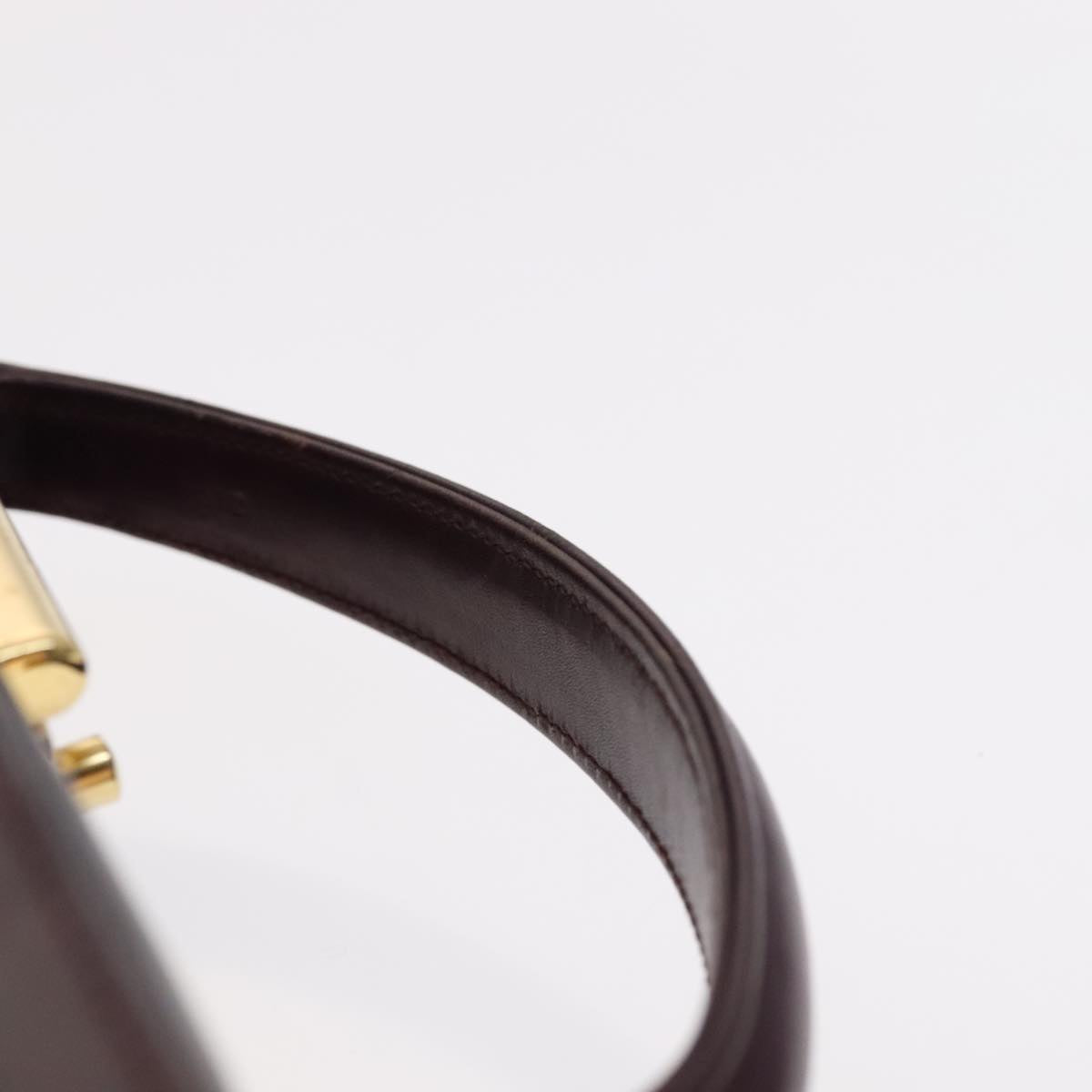 GUCCI Hand Bag Leather 2way Purple Gold Auth 107260