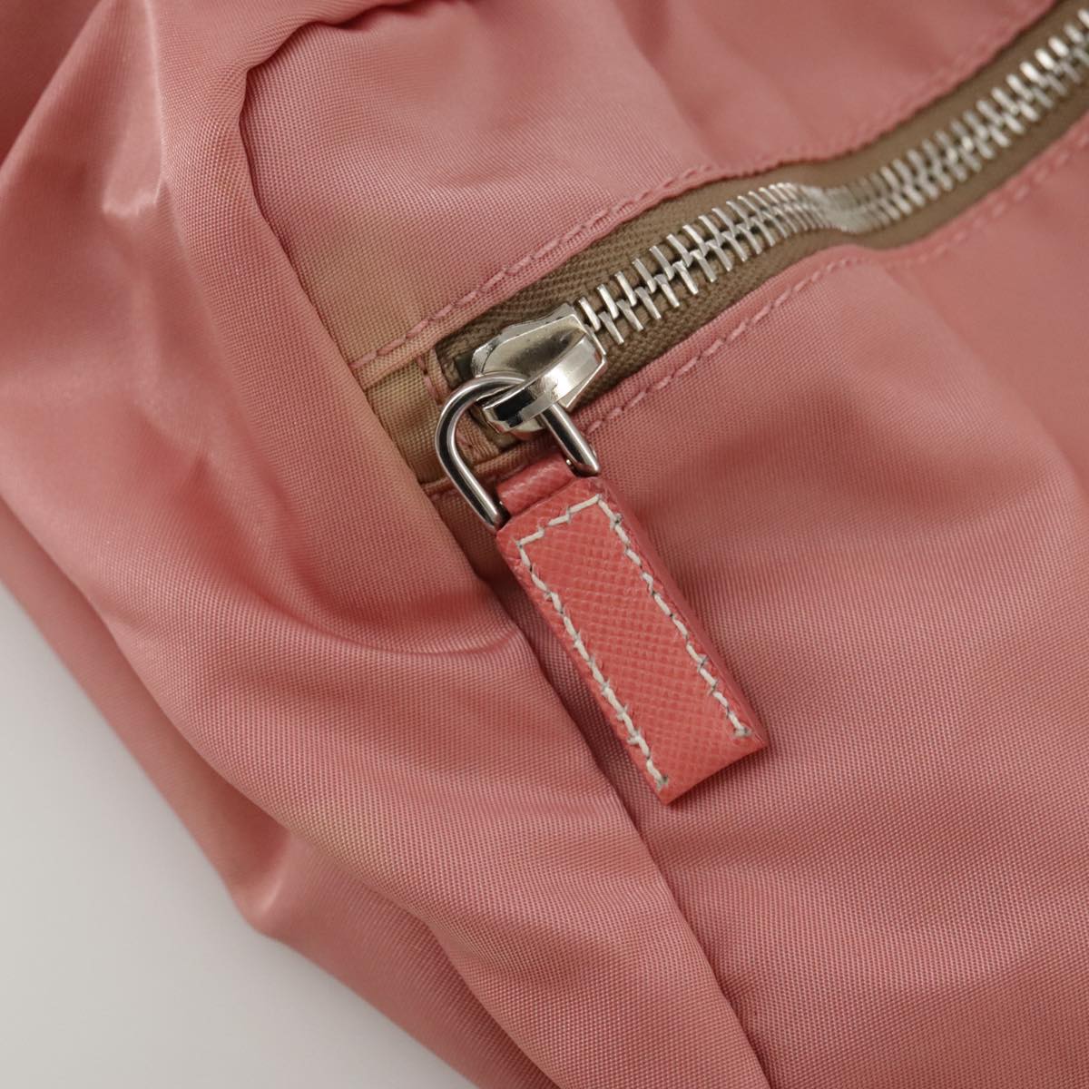 PRADA Boston Bag Nylon Pink Silver Auth 107368