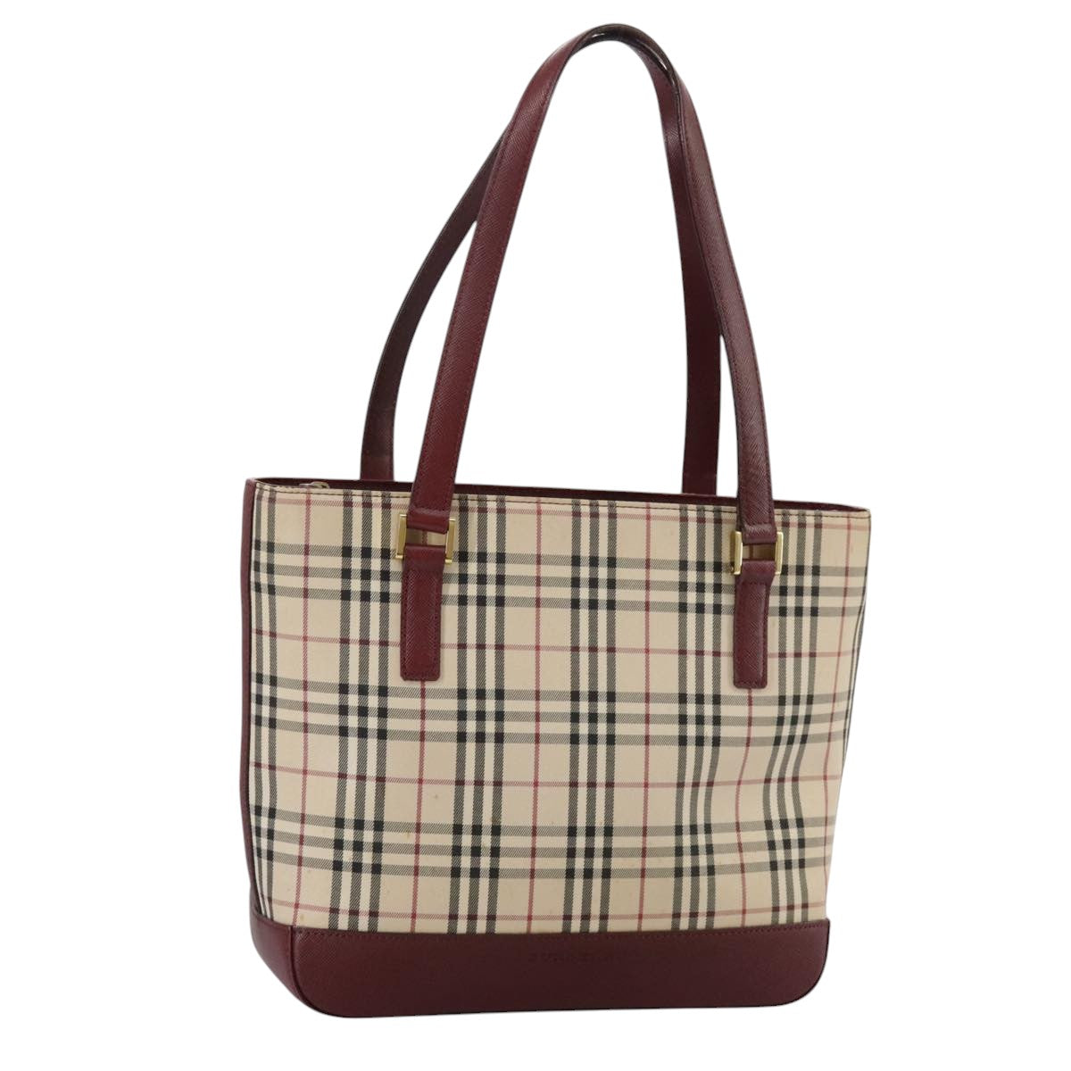 BURBERRY Nova Check Hand Bag Canvas Beige Auth 107370