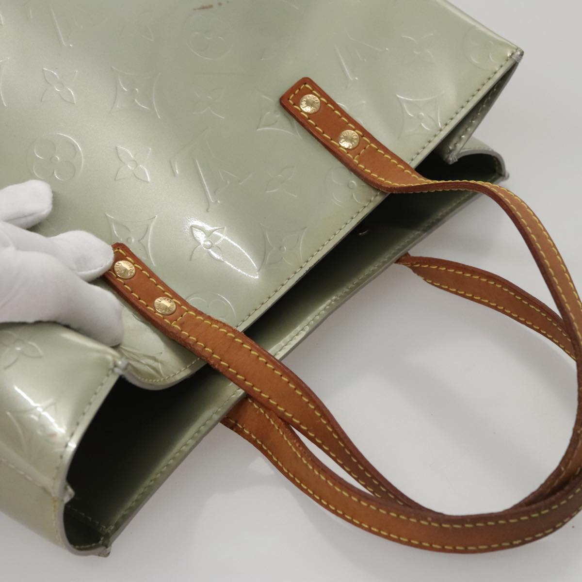LOUIS VUITTON Monogram Vernis Reade MM Hand Bag Gris M91142 LV Auth 107397