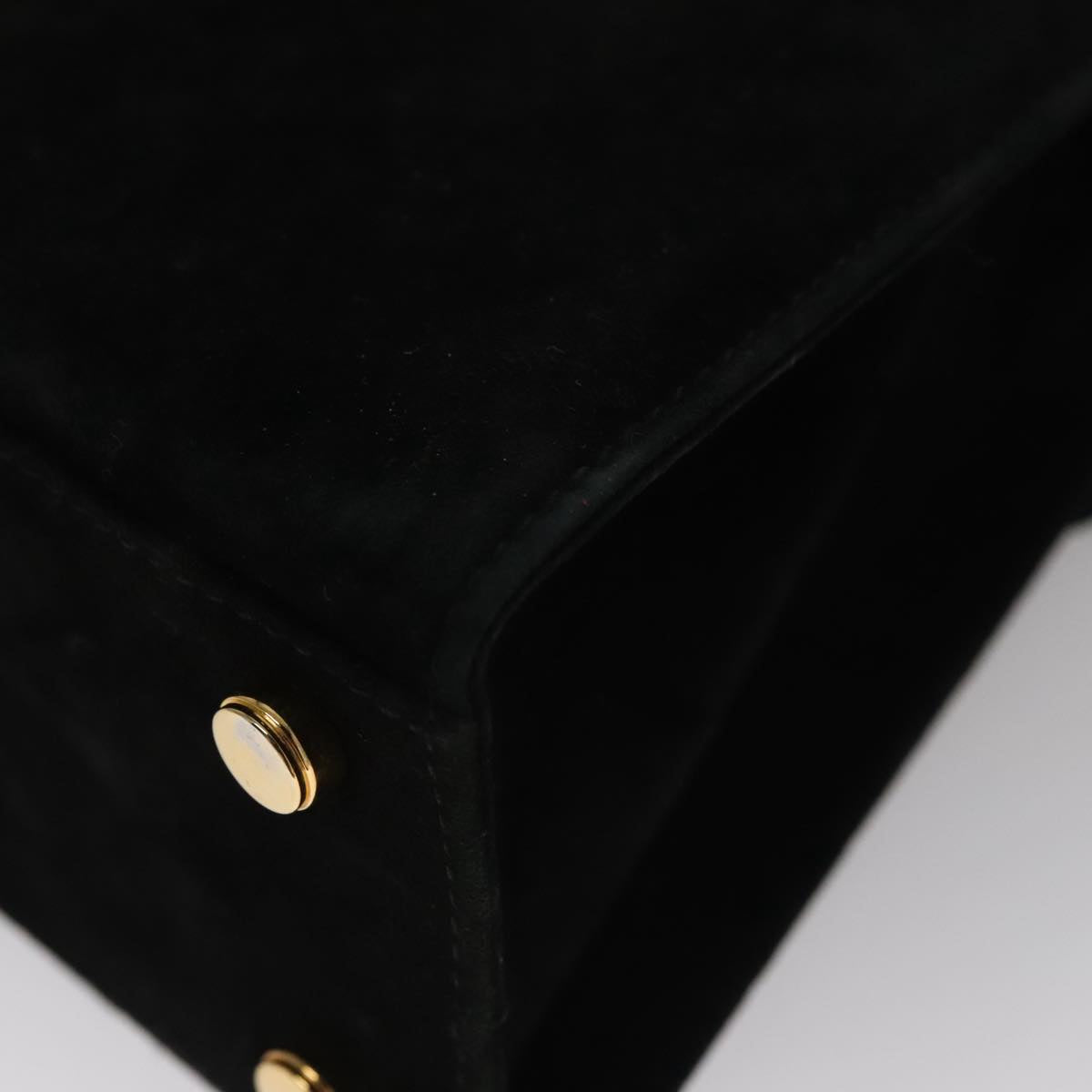 Salvatore Ferragamo Hand Bag Suede 2way Black Gold Auth 107495