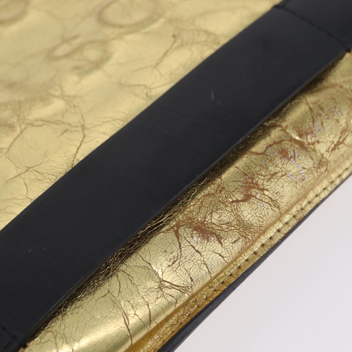 CHANEL Clutch Bag Leather Gold CC Auth 107504