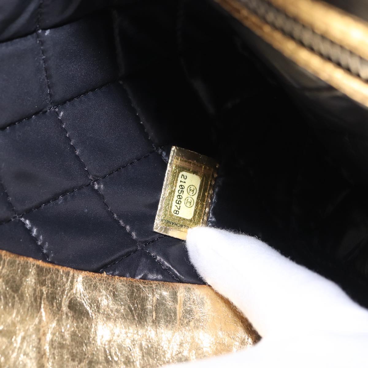 CHANEL Clutch Bag Leather Gold CC Auth 107504