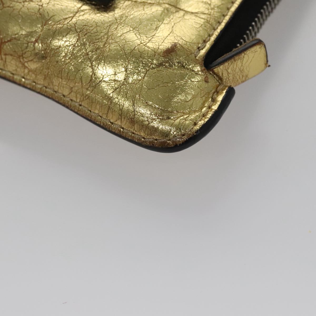 CHANEL Clutch Bag Leather Gold CC Auth 107504