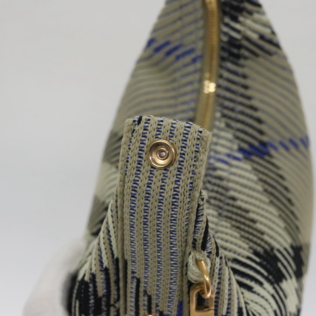 BURBERRY Mini Peg Duffle Bag Chain Hand Bag Gray Auth 107507SV