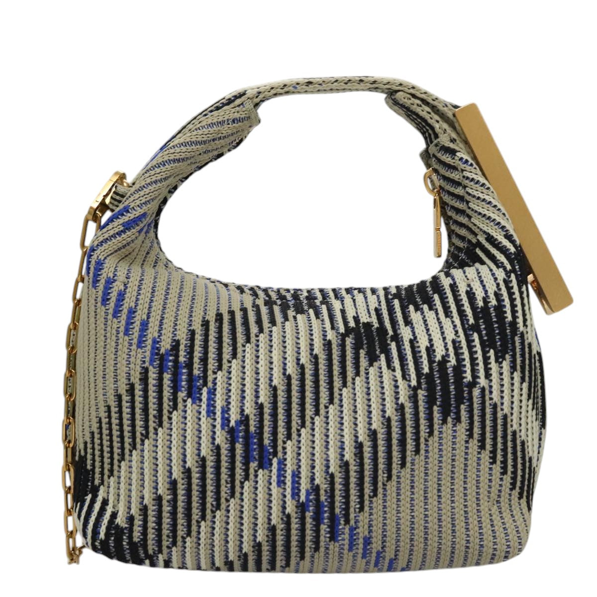 BURBERRY Mini Peg Duffle Bag Chain Hand Bag Gray Auth 107507SV