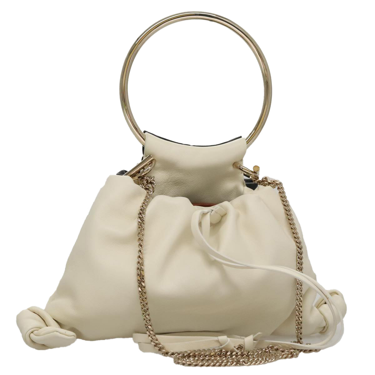 Chloe Arlin Hand Bag Leather 2way White Black Auth 107511V