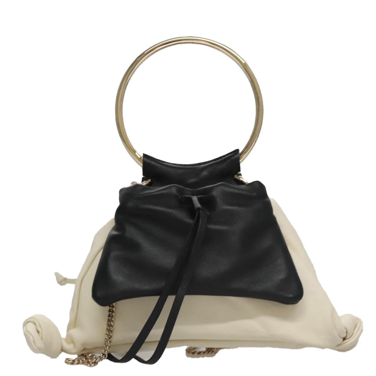 Chloe Arlin Hand Bag Leather 2way White Black Auth 107511V