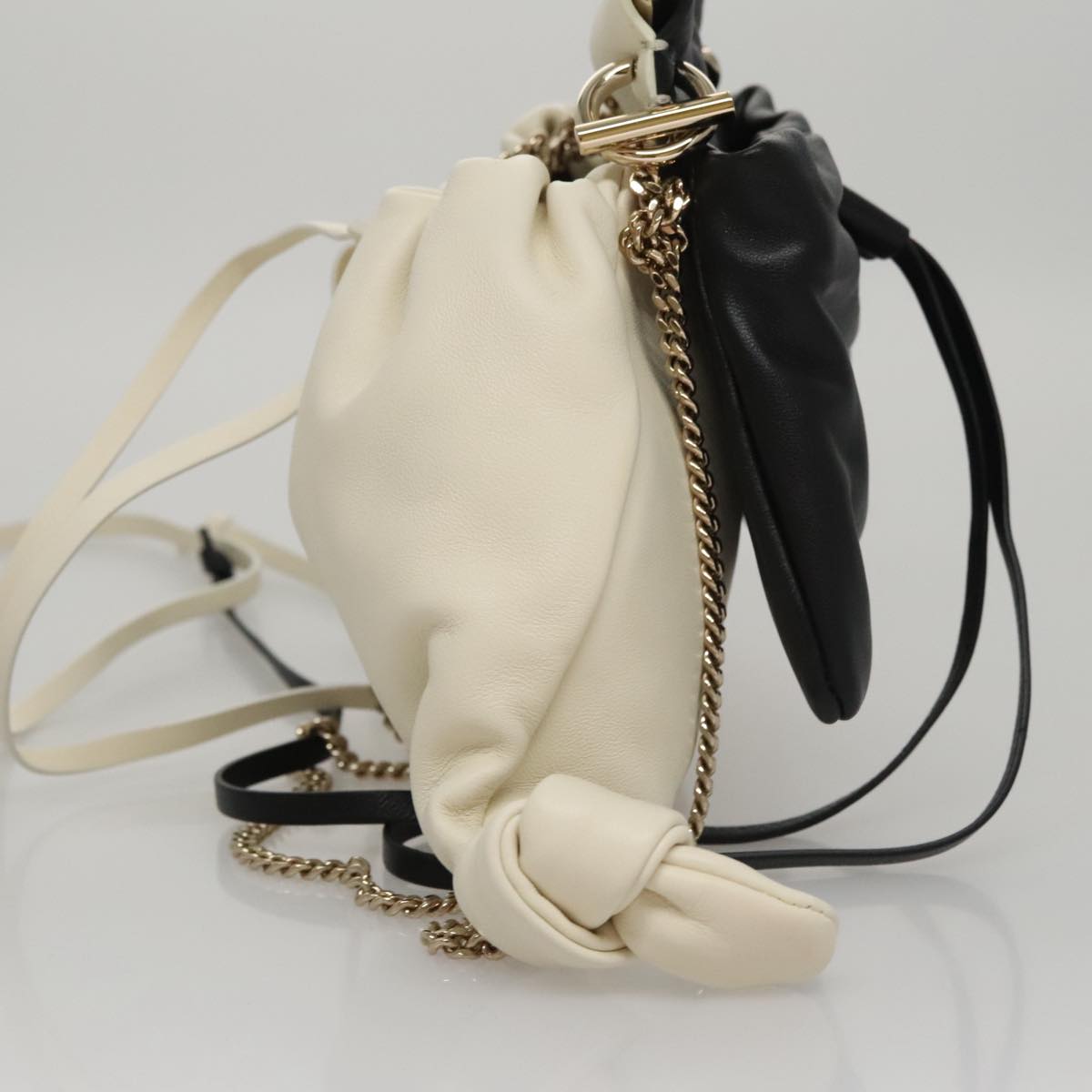 Chloe Arlin Hand Bag Leather 2way White Black Auth 107511V