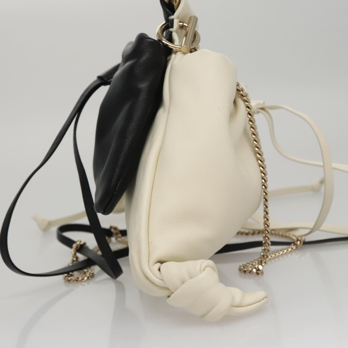 Chloe Arlin Hand Bag Leather 2way White Black Auth 107511V