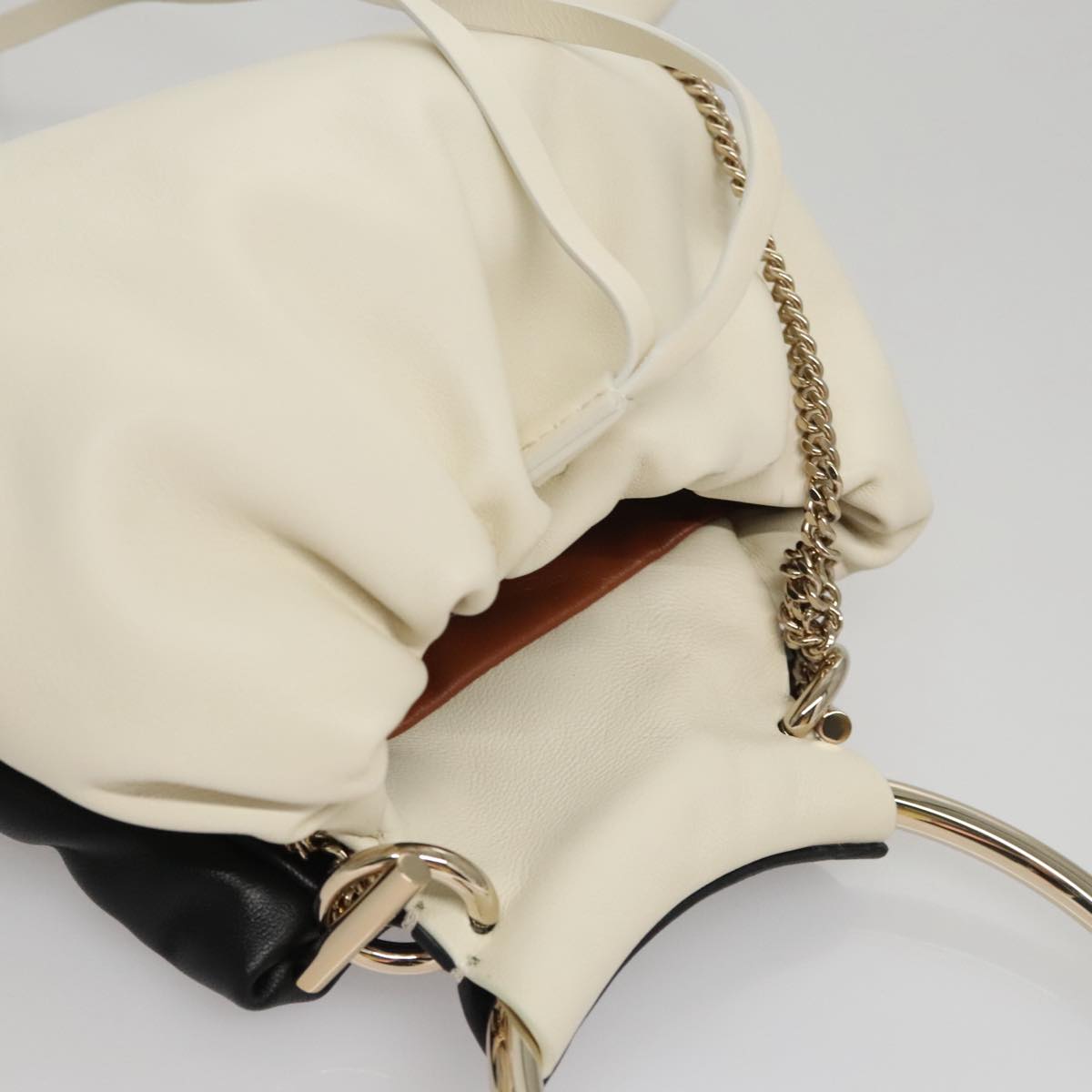 Chloe Arlin Hand Bag Leather 2way White Black Auth 107511V