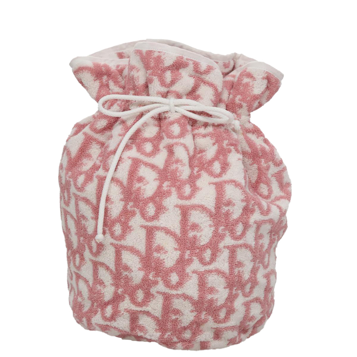 Christian Dior Pile Trotter Bag Pink White Auth 107513