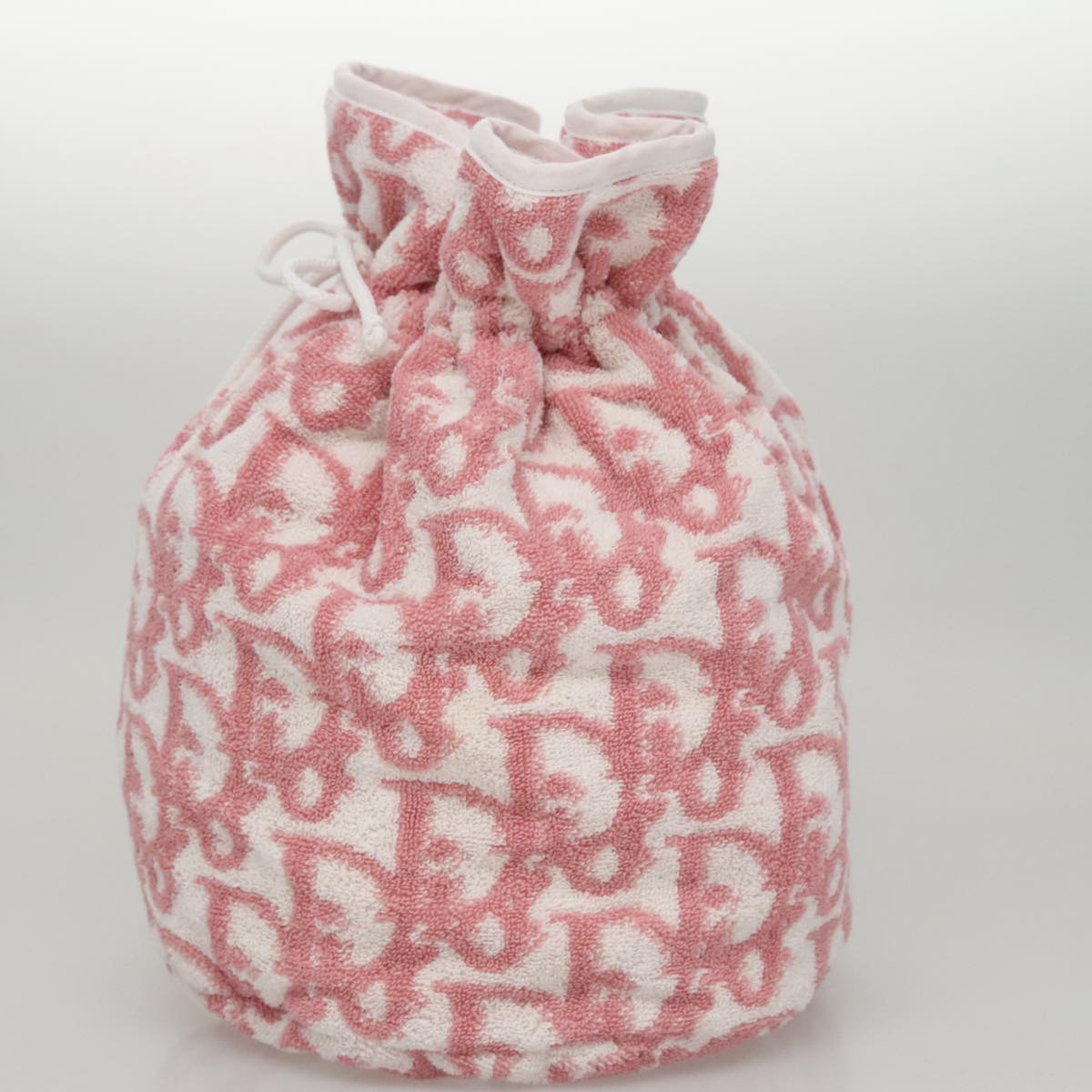 Christian Dior Pile Trotter Bag Pink White Auth 107513