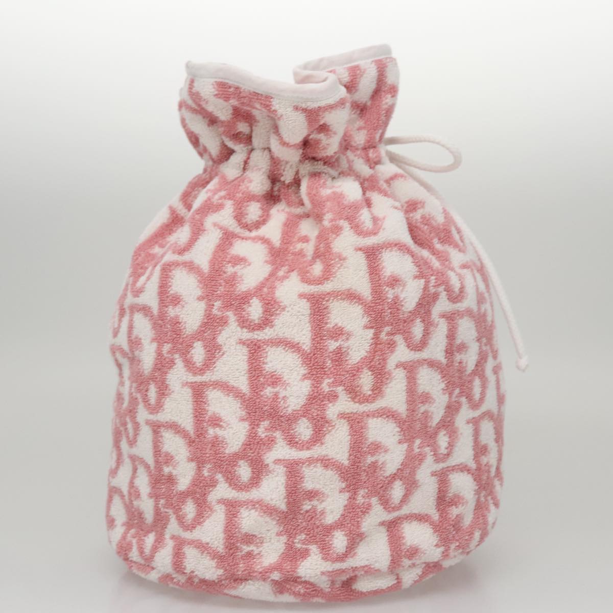 Christian Dior Pile Trotter Bag Pink White Auth 107513
