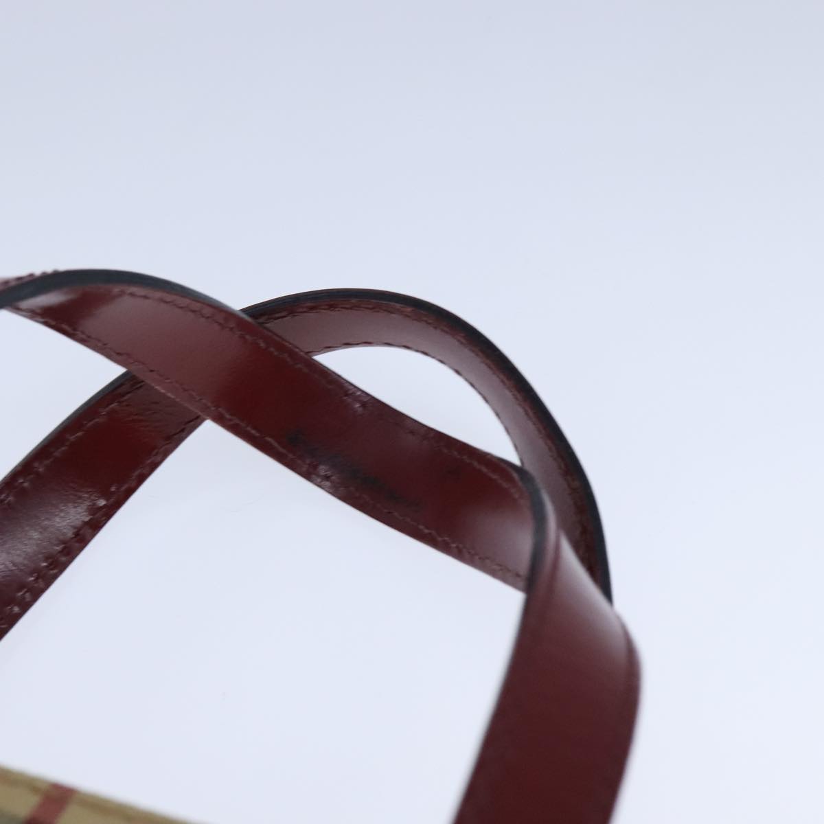 BURBERRY Nova Check Hand Bag PVC Leather Beige Auth 107545