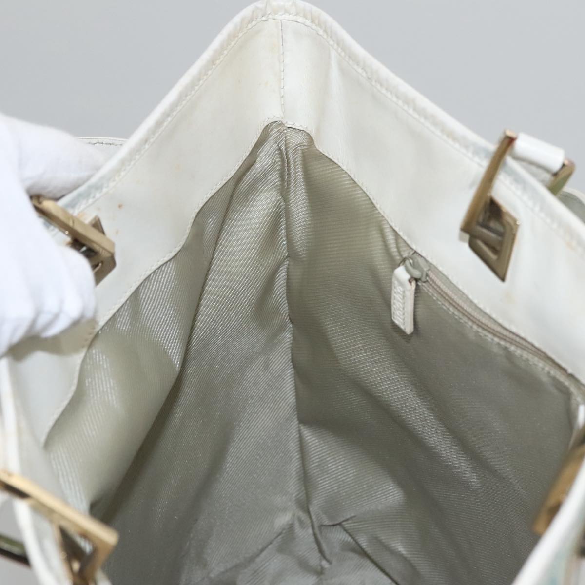 GUCCI GG Canvas Tote Bag Peppermint White Auth 107568