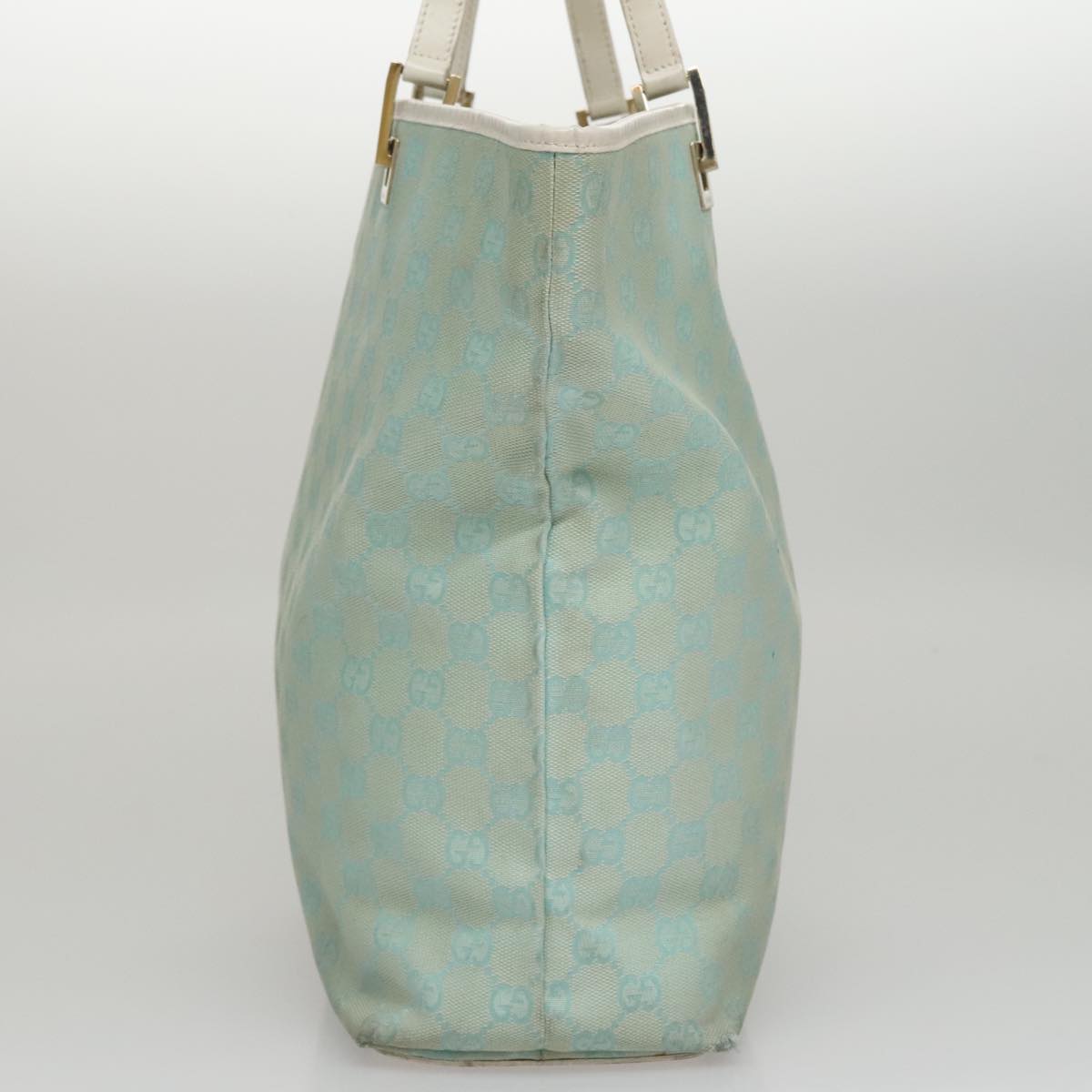 GUCCI GG Canvas Tote Bag Peppermint White Auth 107568