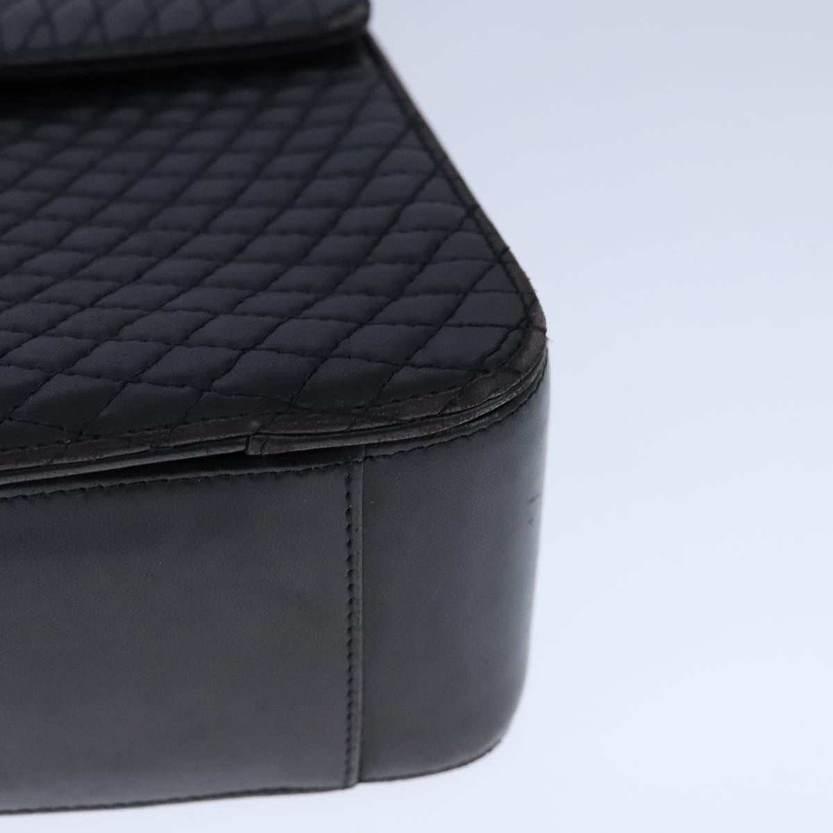 BALLY Chain Hand Bag Leather Black Auth 107570