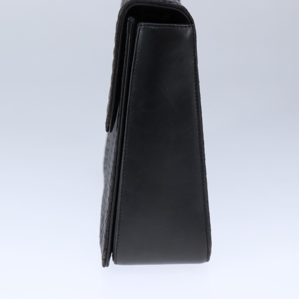 BALLY Chain Hand Bag Leather Black Auth 107570