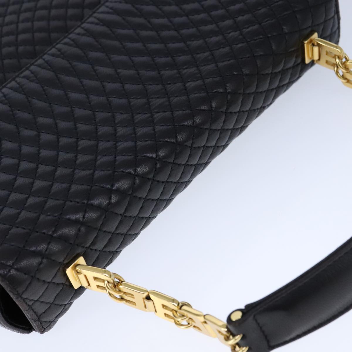 BALLY Chain Hand Bag Leather Black Auth 107570