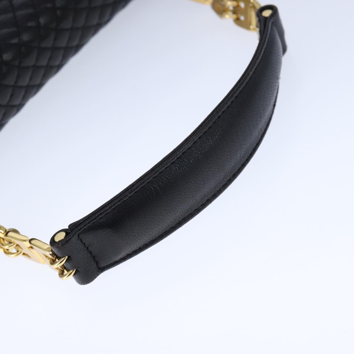 BALLY Chain Hand Bag Leather Black Auth 107570