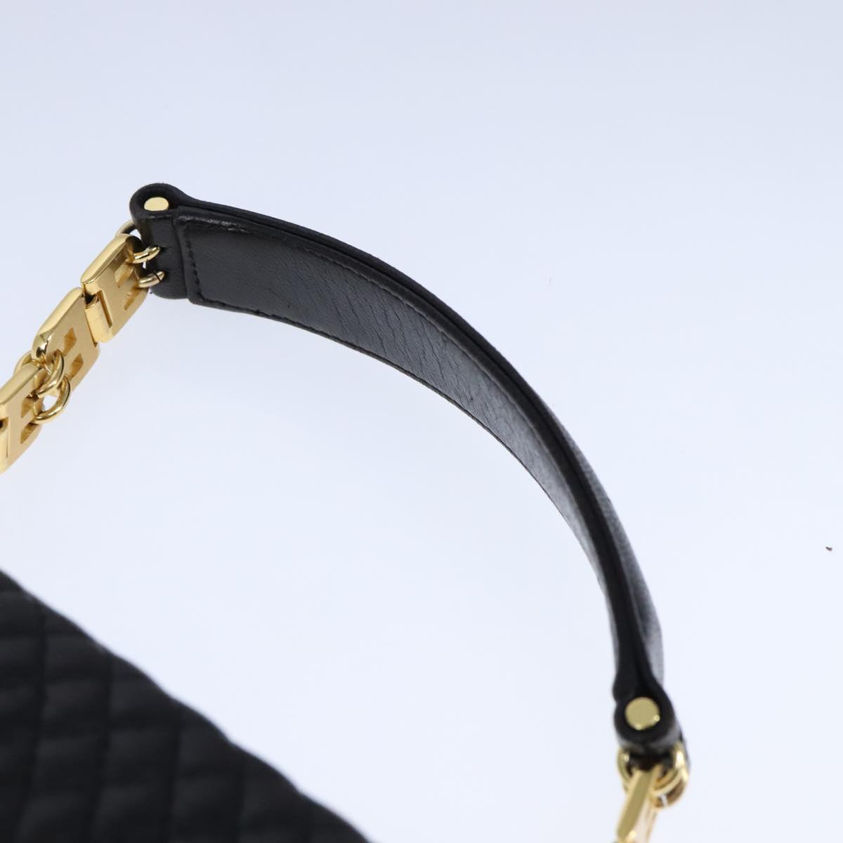 BALLY Chain Hand Bag Leather Black Auth 107570