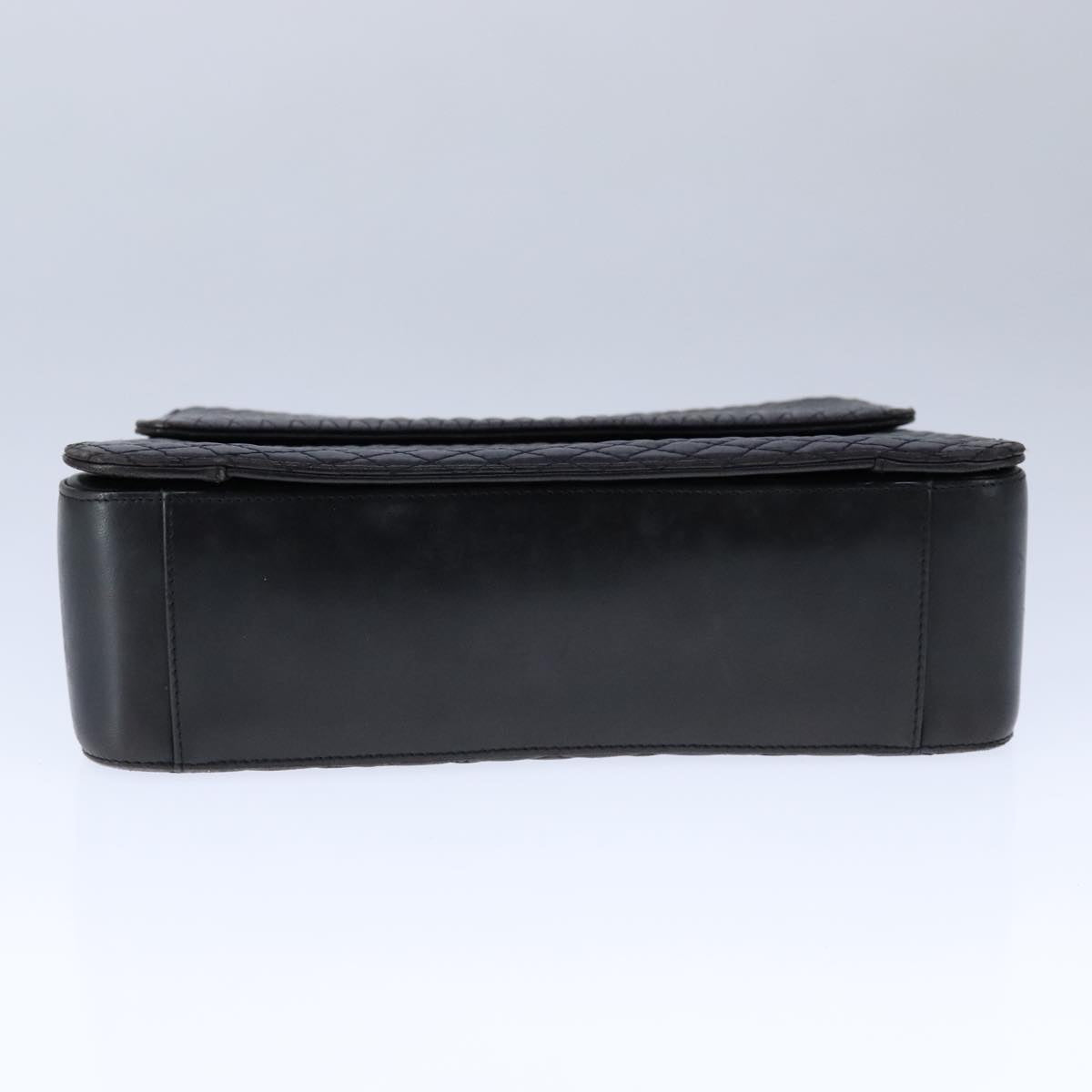 BALLY Chain Hand Bag Leather Black Auth 107570